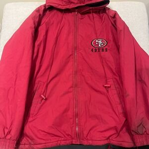 Size M Game Day Womens Red San Francisco 49ers Fans Gear NFL Hood‎ Zip Up Jacket